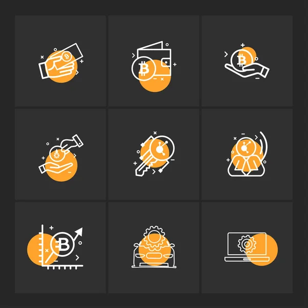 Random Badges Black Background Set Simple Flat App Icons Vector — Stock Vector