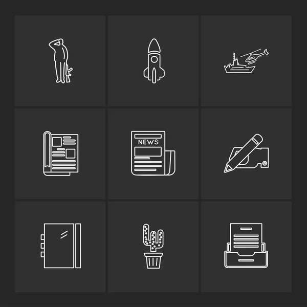 Diferentes Iconos Aplicación Vector Plano Minimalista — Archivo Imágenes Vectoriales