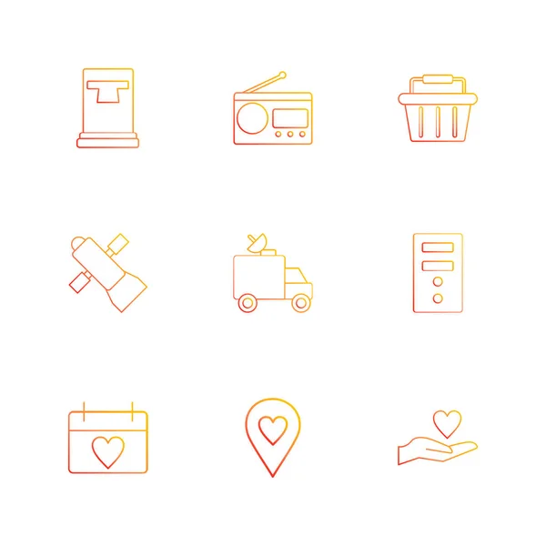 Different Minimalistic Flat Vector App Icons — Stock Vector