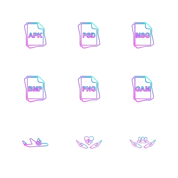 Conjunto Iconos Aplicaciones Vectores Planos Minimalistas Sobre Fondo Blanco — Vector de stock