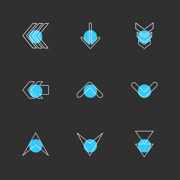 Diferentes Iconos Aplicación Vector Plano Minimalista Sobre Fondo Negro — Vector de stock