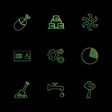 yaratıcı düz vektör app simgeler siyah arka plan üzerine