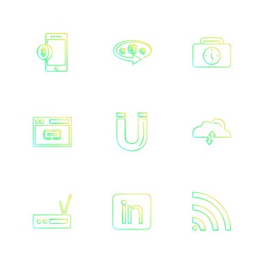 minimalist düz vektör app simgeleri beyaz arka plan üzerinde