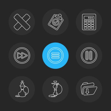 siyah arka plan üzerine minimalist düz app simgeleri