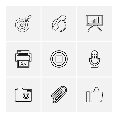 farklı minimalist düz vektör app simge kümesi