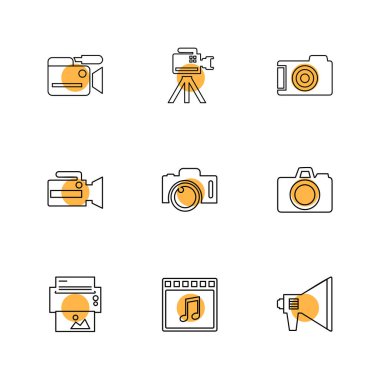 Minimalist düz app simgeler, vektör çizim dijital cihazlar için
