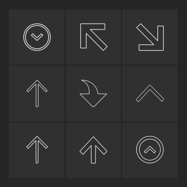 farklı minimalist düz vektör app simgeler siyah arka plan üzerine