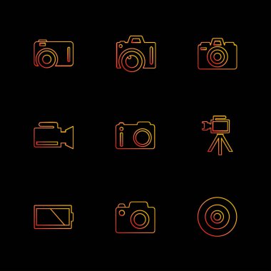 Internet düz vektör app simgeler siyah arka plan üzerinde basit bir set