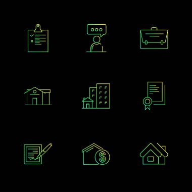 iş ve finans, siyah arka plan üzerine Internet düz vektör app simgelerin ayarlamak