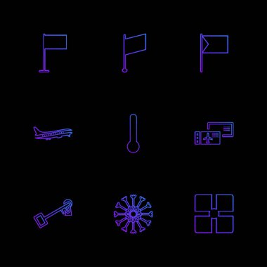 farklı minimalist düz vektör app simgeler siyah arka plan üzerine