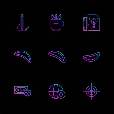 farklı minimalist düz vektör app simgeler siyah arka plan üzerine