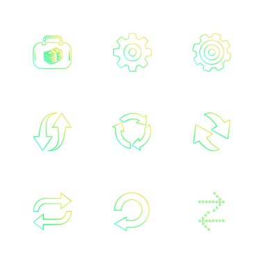 Beyaz arka plan üzerinde renkli minimalist düz vektör app simgeleri