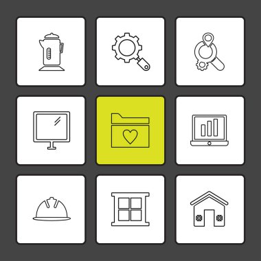 farklı minimalist düz vektör app simge kümesi