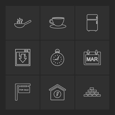 farklı minimalist düz vektör app simgeler siyah arka plan üzerine