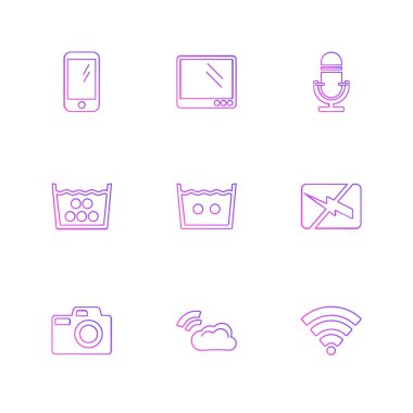 beyaz zemin üzerine minimalist düz app simgeleri