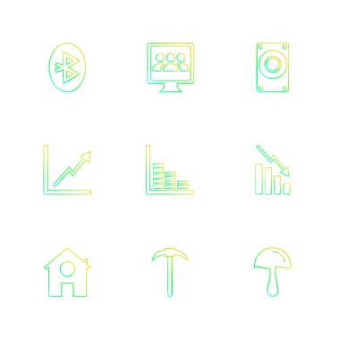 Beyaz arka plan üzerinde izole düz app simge kümesi