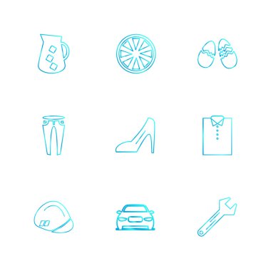 Beyaz arka plan üzerinde farklı basit düz vektör app simgeleri