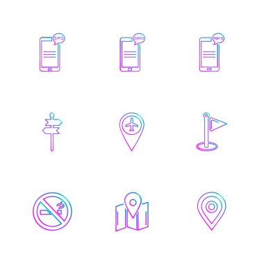 Minimalist düz app simgeler, vektör çizim dijital cihazlar için