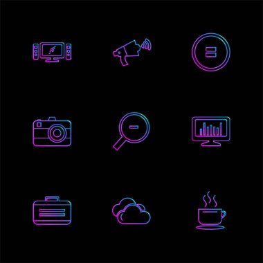farklı minimalist düz vektör app simgeler siyah arka plan üzerine