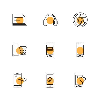 Minimalist düz app simgeler, vektör çizim dijital cihazlar için