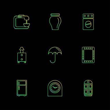 siyah arka plan üzerine minimalist düz app simgeleri