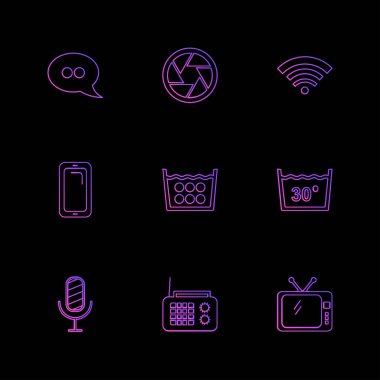 minimalist düz vektör app simgeler siyah arka plan üzerine