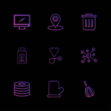 farklı minimalist düz vektör app simgeler siyah arka plan üzerine