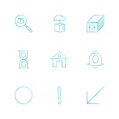 Beyaz arka plan üzerinde farklı minimalist düz vektör app simgeleri