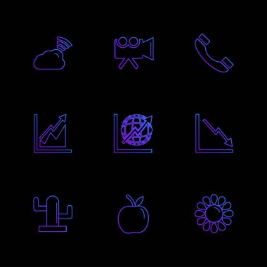 siyah arka plan üzerine minimalist düz app simgeleri