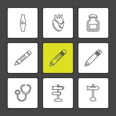 Minimalist düz app simgeler, vektör çizim dijital cihazlar için