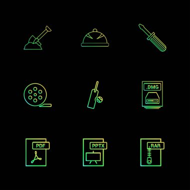 siyah arka plan üzerine minimalist düz app simgeleri