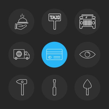 siyah arka plan üzerine minimalist düz app simgeleri