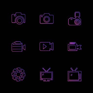minimalist düz vektör app simgeler siyah arka plan üzerine