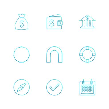 Beyaz arka plan üzerinde izole minimalist düz app simgeleri