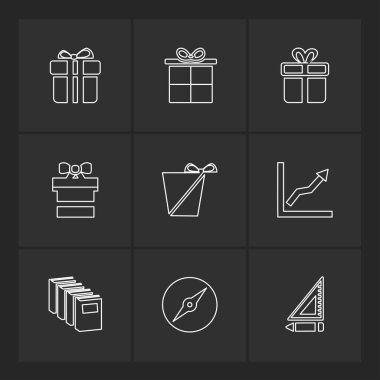 farklı minimalist düz vektör app simgeler siyah arka plan üzerine