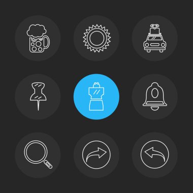 Minimalist düz app simgeler, vektör çizim dijital cihazlar için