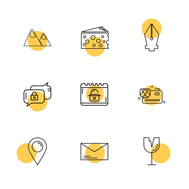 farklı minimalist düz vektör app simge kümesi