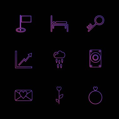 farklı minimalist düz vektör app simgeler siyah arka plan üzerine