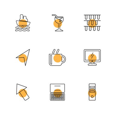 Beyaz arka plan üzerinde renkli daireler ile minimalist düz vektör app simgeleri