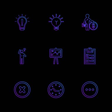 farklı minimalist düz vektör app simgeler siyah arka plan üzerine