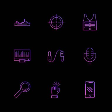 farklı minimalist düz vektör app simge kümesi