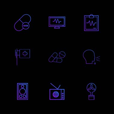 farklı minimalist düz vektör app simgeler siyah arka plan üzerine