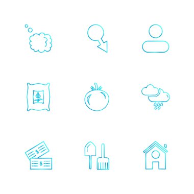 Beyaz arka plan üzerinde izole farklı Internet düz vektör app simgeleri