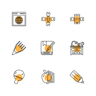 Beyaz arka plan üzerinde renkli minimalist düz vektör app simgeleri