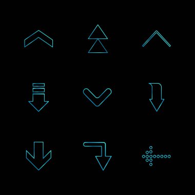 farklı minimalist düz vektör app simgeler siyah arka plan üzerine