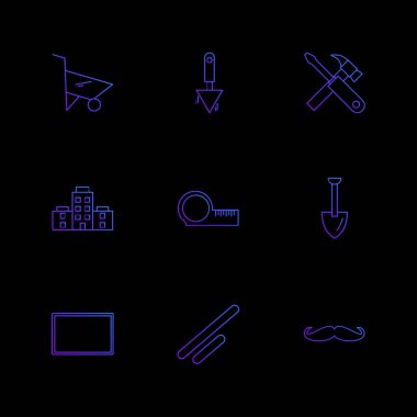 farklı minimalist düz vektör app simgeler siyah arka plan üzerine