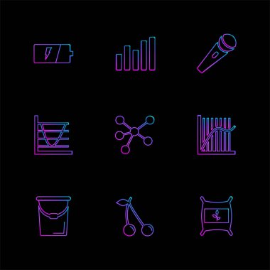 düz vektör illüstrasyon ikonlar, simgeler siyah arka plan üzerine ayarla