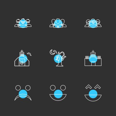 siyah arka plan, düz stil minimalist vektör app simgeleri