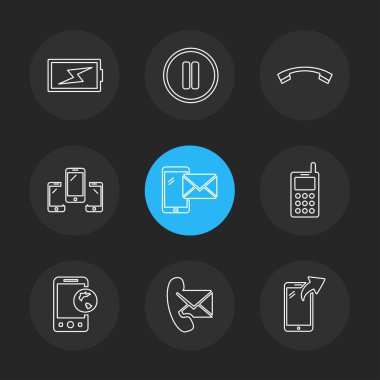 farklı minimalist düz vektör app simgeler siyah arka plan üzerine