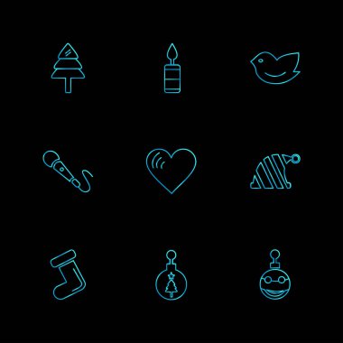 farklı minimalist düz vektör app simgeler siyah arka plan üzerine